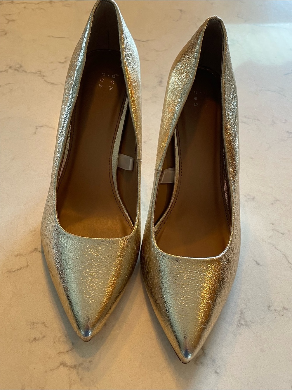 Metallic Gold Pointed-Toe Women's Pumps